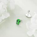 wholesale 925 Sterling Silver Green Alien Stud Earrings - Cute Spaceship  for Women & Girls-0-4