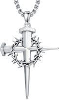 wholesale Sterling Silver 3 Nail Cross Pendant Christian Jewelry Gift for Men 22+2 -0-0