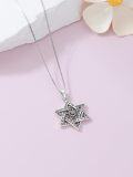 wholesale TOUPOP Star Of David Necklace Sterling Silver Jewish Star Pendant Sun Abalone Shell Jewelry For Women Men Christmas Birthday Gifts -0-4
