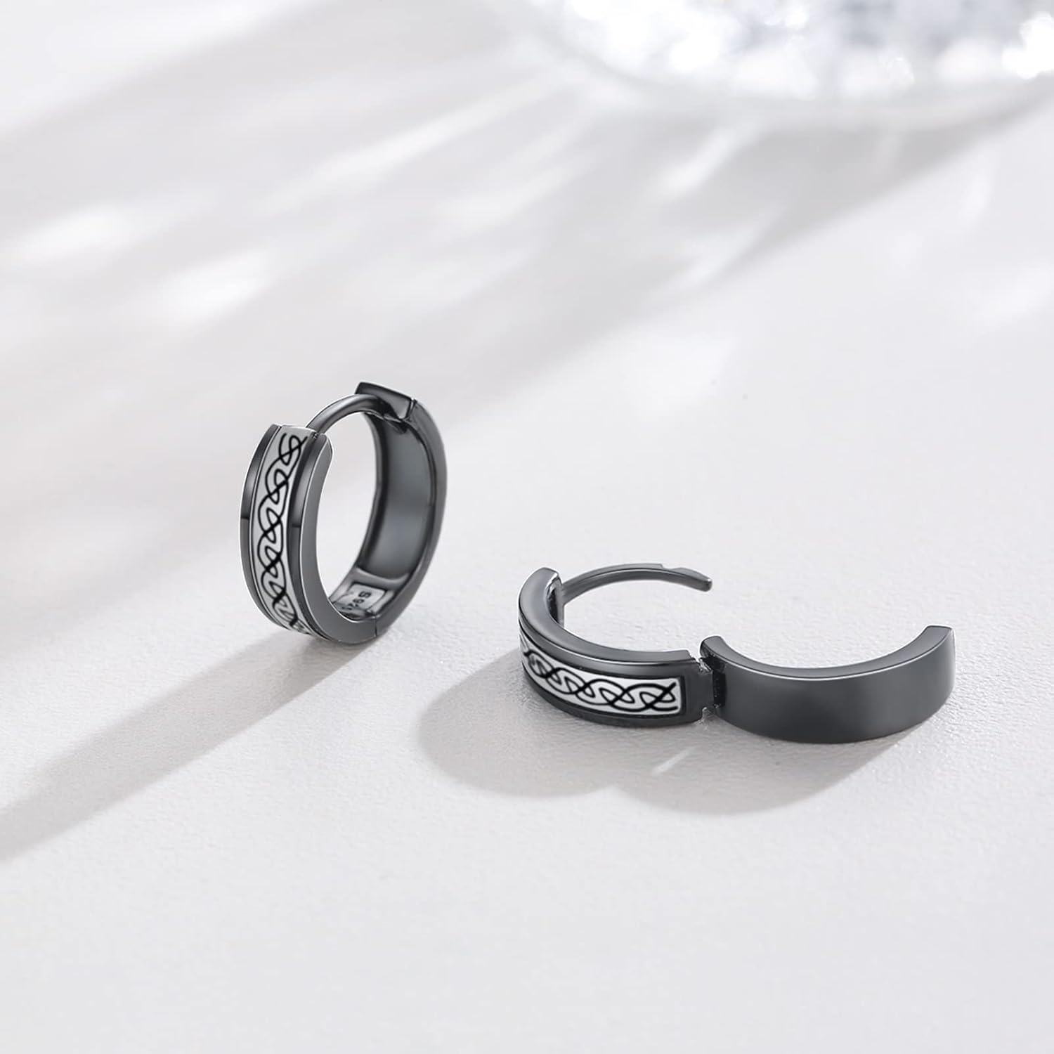  Sterling Silver Cross Viking Hoop Earrings for Men Father s Day Gift for Dad Husband -0-3