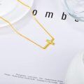 wholesale 14k White Gold Sideways Cross Pendant Necklace For Women-0-4