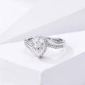 wholesale TOUPOP Personalized 1ct Round Moissanite Engagement Rings For Women Moissanite Wedding Band Sterling Silver 10k/14k/18k Engraved Name Moissanite Rings Anniversary Valentines Day Gifts For Her Wife -0-3
