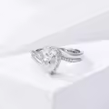 TOUPOP Sterling Silver Moissanite 1ct Round Engagement Rings Wedding Band-0-3