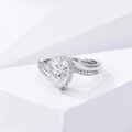 TOUPOP Sterling Silver Moissanite 1ct Round Engagement Rings Wedding Band-0-3