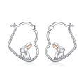 wholesale 925 Sterling Silver Rabbit Animal Charm Hoop Earrings for Women -0-0