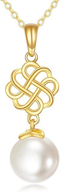 wholesale 14K Gold Celtic Knot & Freshwater Pearl Pendant Necklaces for Women's-Celtic Knot B