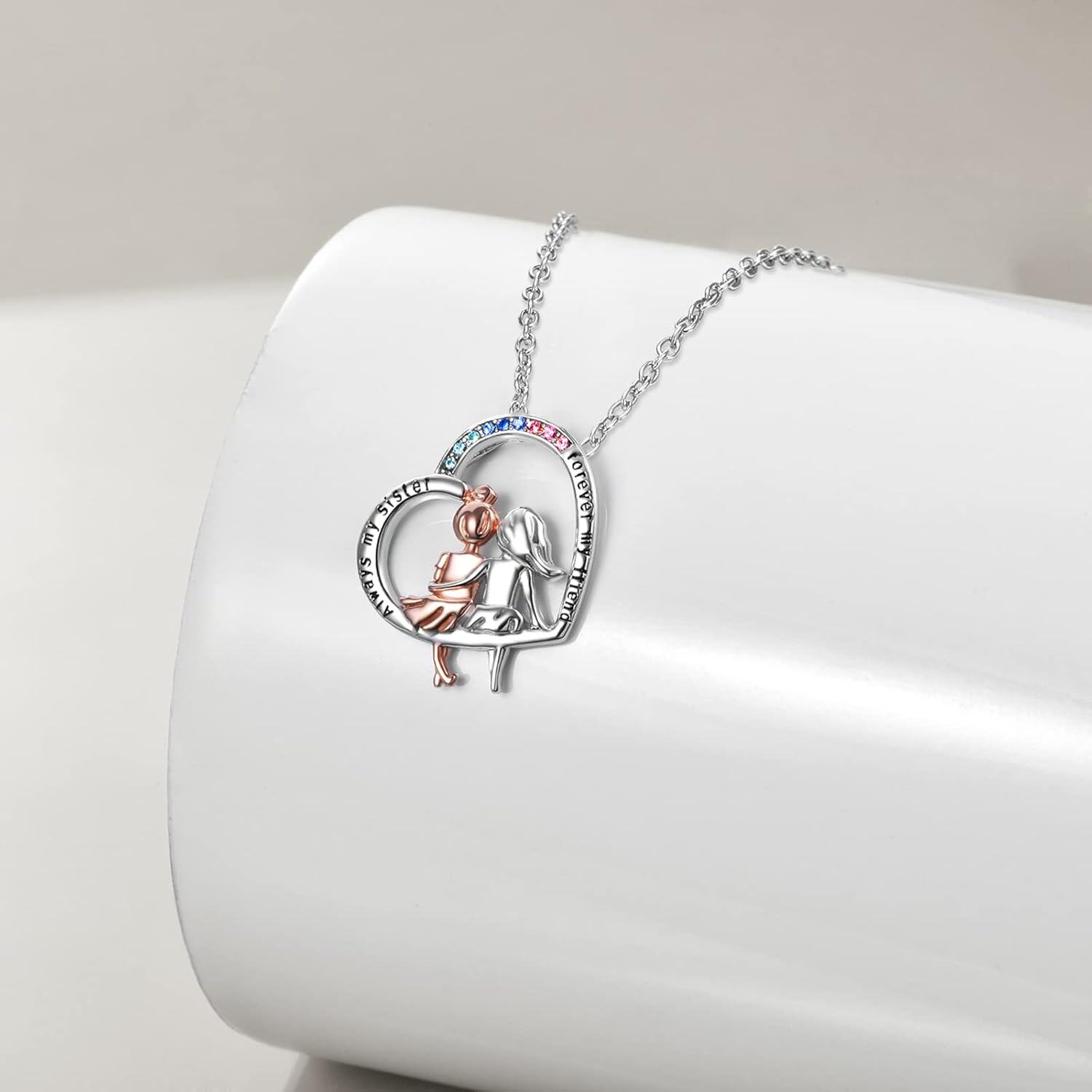wholesale 925 Sterling Silver Metal Stone Sisters Necklace  for Sister-in-Law-0-4
