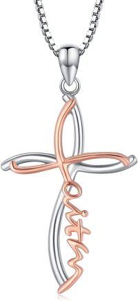 wholesale 925 Sterling Silver Infinity Faith Cross Necklace for Women-Rose Gold-Cross Faith