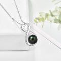 wholesale 925 Sterling Silver 7mm Black Pearl Necklace Elegant Minimalist Pendant-0-2