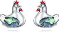 wholesale 925 Sterling Silver Abalone Shell Hen Stud Earrings for Women -Chicken