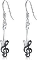 wholesale 925 Sterling Silver Treble Clef Guitar Hook Earrings for Women-0-0