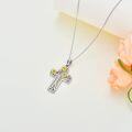 wholesale 925 Sterling Silver 925 Gold Plated Sunflower Tree Of Life Cross Pendant Necklace For Women Religious -0-4
