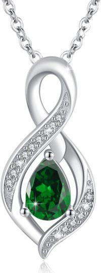 wholesale 925 Sterling Silver Infinity Birthstone Teardrop Pendant Necklace for Women-May