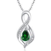 wholesale 925 Sterling Silver Infinity Birthstone Teardrop Pendant Necklace for Women-May