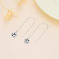 wholesale 925 Sterling Silver Sports Themed Long Threader Earrings with Football Design - Gift Idea for Women-0-2