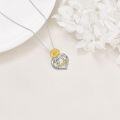 wholesale 925 Sterling Silver Sunflower Heart I Love You Sister Pendant Necklaces Gifts for Women-0-4