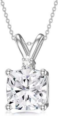 wholesale 925 Sterling Silver 2ct Cushion Cut Gemstone Pendant Necklace for Women-Moissanite