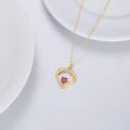 wholesale 14K Gold Heart-Shaped Red Stone Pendant Necklace with Chain - 18 Inches Long-0-4