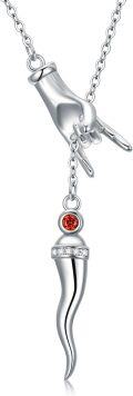 wholesale 925 Sterling Silver Hand Holding Cornicello Lucky Charm Pendant Necklace for Women-0-0