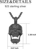 wholesale Gold 925 Sterling Silver &  Gothic Skull Pendant with Ball Chain Necklace - Punk Style Jewelry for Men and Women-0-7