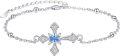 wholesale 925 Sterling Silver Blue Stone Cross Charm Bracelet - Religious Gifts for Her-0-0