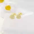 wholesale Gold Plated 925 Sterling Silver Cubic Zirconia Flower Stud Earring Wholesale Set for Women -0-1
