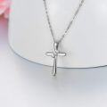 wholesale 10K White Gold Natural Diamond Cross Pendant Necklace for Women 16 Chain-0-3