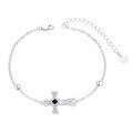 wholesale 925 Sterling Silver Celtic Cross Charm Bracelet with Black Stone - Religious s for Women-0-0