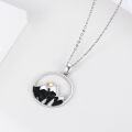 wholesale 925 Sterling Silver Black Onyx Gold Accented Mountain Pendant Necklace for Nature Enthusiasts-0-2