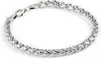 wholesale Sterling Silver 5mm Round Wheat Chain Bracelet for Men Women-7.5 Inches