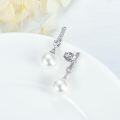 wholesale 925 Sterling Silver Freshwater Pearl Drop Earring with Leaves and Cubic Zirconia Gift for Her-0-2