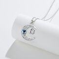 wholesale 925 Sterling Silver Celtic Knot Blue Crystal Heart 13 Moon Pendant Necklace for Women Girls-0-2