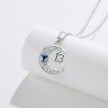 wholesale 925 Sterling Silver Celtic Knot Blue Crystal Heart 13 Moon Pendant Necklace for Women Girls-0-2