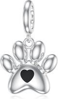 wholesale 925 Sterling Silver with CZ Accents Dog Paw Print Charm for Bracelet, Hypoallergenic Nickel-Free Gift for Her, Men, Women, Pet Lovers-0-0