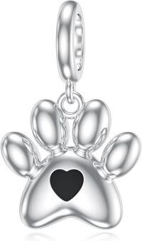 wholesale 925 Sterling Silver with CZ Accents Dog Paw Print Charm for Bracelet, Hypoallergenic Nickel-Free Gift for Her, Men, Women, Pet Lovers-Dog Paw