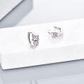 wholesale 925 Sterling Silver Hypoallergenic Cat Heart Stud Earrings with Pink Crystal Accents-0-4