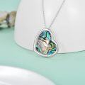 wholesale 925 Sterling Silver Abalone Shell Ballet Girl Heart Pendant Necklace-0-2