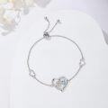 wholesale 925 Sterling Silver & 5A Zircon Heart Stethoscope Birthstone Bracelet - Adjustable Chain-0-1