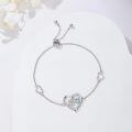 wholesale 925 Sterling Silver & 5A Zircon Heart Stethoscope Birthstone Bracelet - Adjustable Chain-0-1