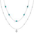 wholesale 925 Sterling Silver with Turquoise and Moissanite Double-Strand Beaded Necklace for Women-0-0