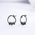 wholesale 925 Sterling Silver Black Skulls Gothic Huggie Hoop Earrings-0-2