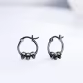 wholesale 925 Sterling Silver Black Skulls Gothic Huggie Hoop Earrings-0-2
