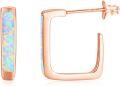 wholesale 925 Sterling Silver 925 Rose Gold Plated White Blue Orange Fire Opal Square Stud Earrings for Women-0-0
