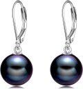 wholesale Sterling Silver Pearl Leverback Dangle Earrings for Women Gifts - Rhodium Plated-0-36