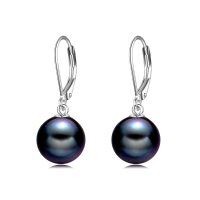 wholesale 925 Sterling Silver Pink Opal Round Drop Earrings for Women Girls-Black Pearl