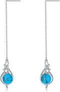 wholesale 925 Sterling Silver Blue Turquoise Drop Earring with Celtic Design and Butterfly Charm-0-0