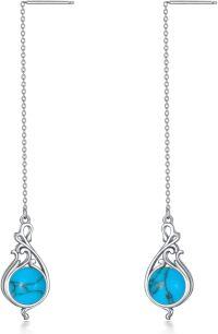 wholesale 925 Sterling Silver Blue Turquoise Drop Earring with Celtic Design and Butterfly Charm-turquoise