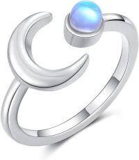 wholesale 925 Sterling Silver Hypoallergenic Adjustable Open Toe Ring for Women-Adjustable moon