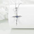 wholesale 925 Sterling Silver Blue Enamel Butterfly Cross Pendant Necklace for Women Girls Christian Baptism s-0-2