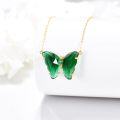 wholesale 14K Gold Butterfly Green Crystal Pendant Necklace 18 Chain s for Her-0-4